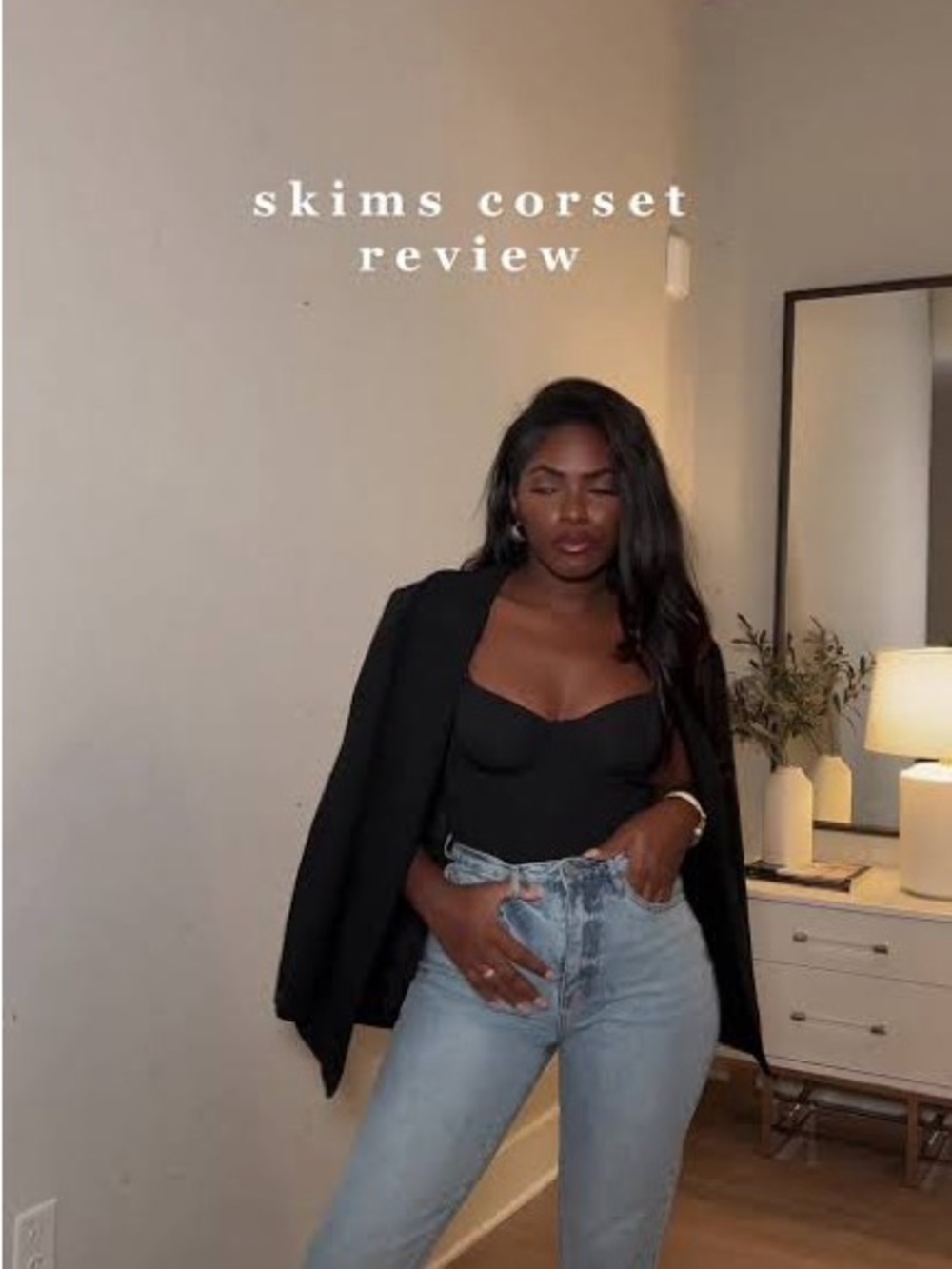 Skims Cotton Corset Top, Black, 2X